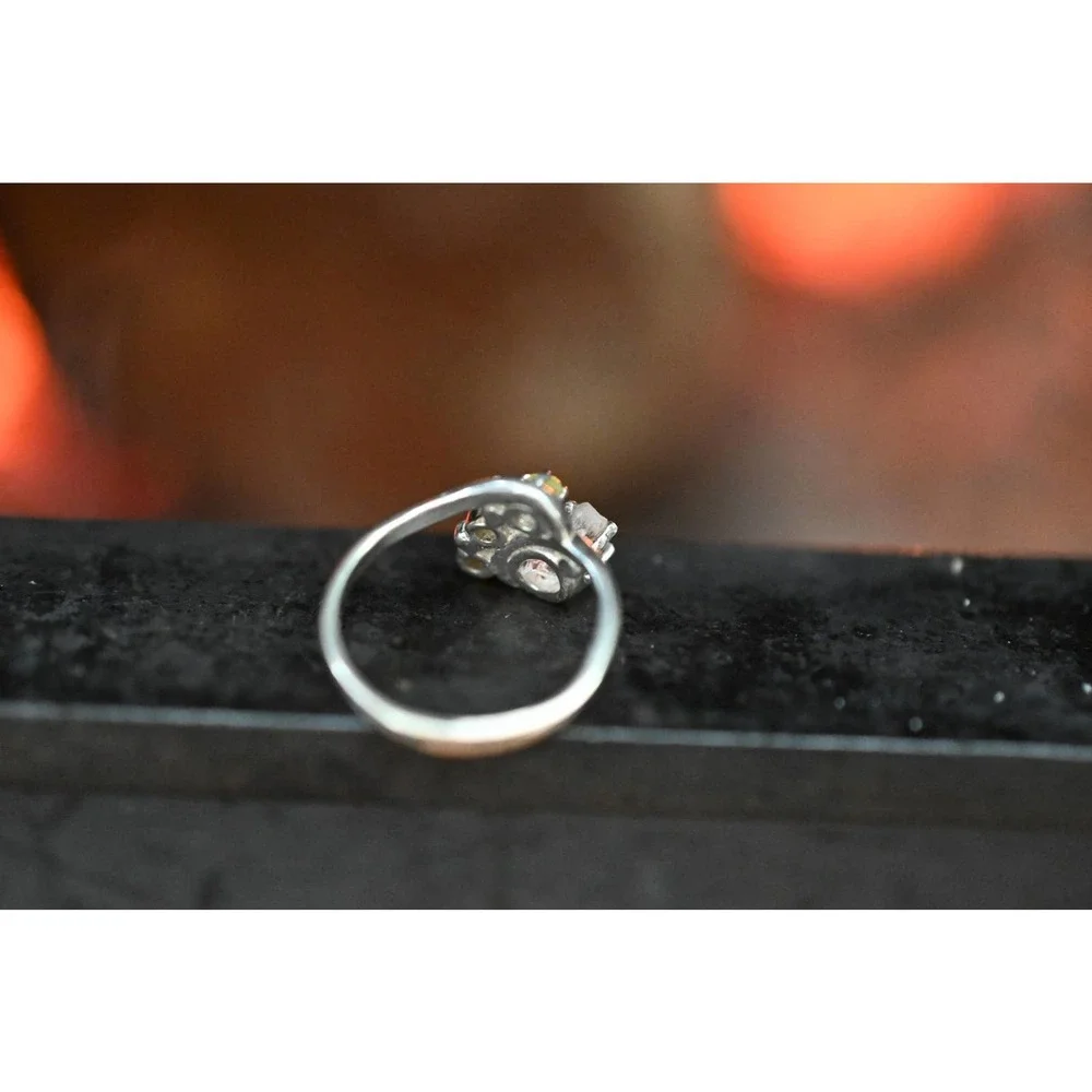 Raw Peridot and diamond Engagement Ring, Unique Wedding Band, Multistone…